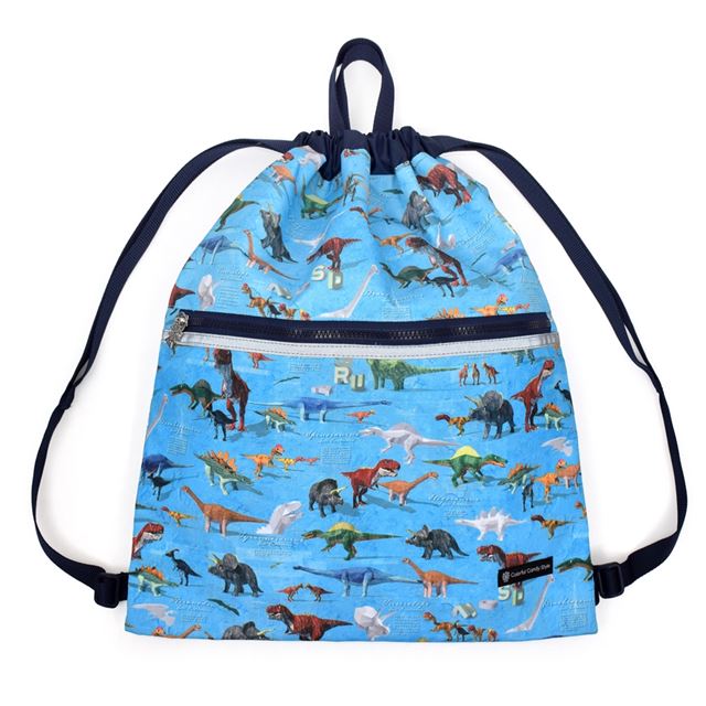 カラフルキャンディスタイルのナップサック。リュックにも手提げにも使える2WAY仕様。前面には便利なファスナー付きポケットを搭載。