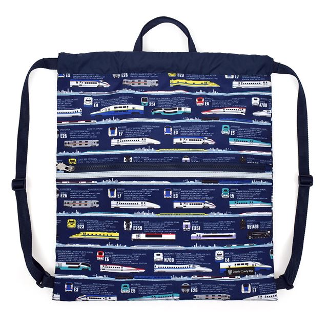 カラフルキャンディスタイルのナップサック。リュックにも手提げにも使える2WAY仕様。前面には便利なファスナー付きポケットを搭載。