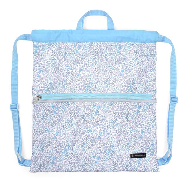 カラフルキャンディスタイルのナップサック。リュックにも手提げにも使える2WAY仕様。前面には便利なファスナー付きポケットを搭載。