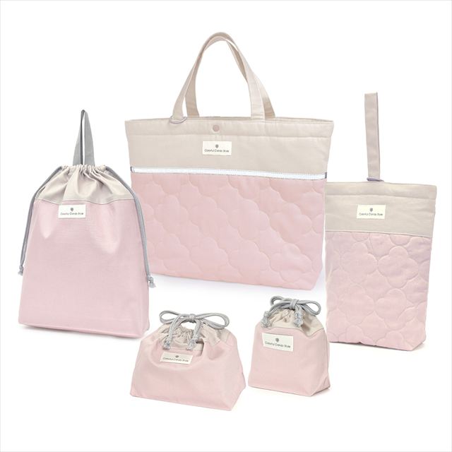 カラフルキャンディスタイルの入園入学5点セット。男の子・女の子兼用で、レッスンバッグ・シューズケース・巾着袋など、通園・通学に大活躍アイテム満載。