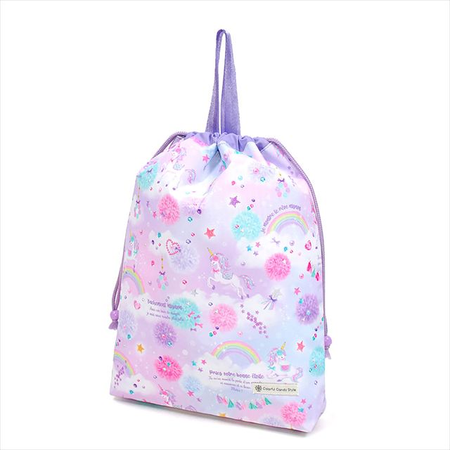 カラフルキャンディスタイルの入園入学4点セット。男の子・女の子兼用で、レッスンバッグ・シューズケース・巾着袋など、通園・通学に大活躍アイテム満載。