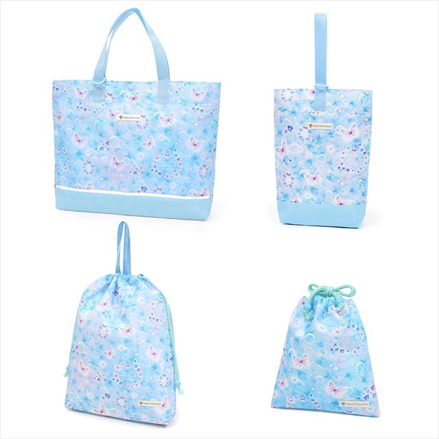 カラフルキャンディスタイルの入園入学4点セット。男の子・女の子兼用で、レッスンバッグ・シューズケース・巾着袋など、通園・通学に大活躍アイテム満載。