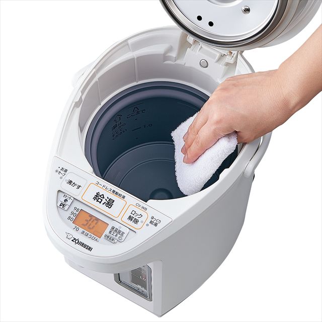 電気で沸かして 「まほうびん保温」 置き場所を選ばない「蒸気レス構造」たっぷり、早く沸く 1300W「ハイスピード沸とう」