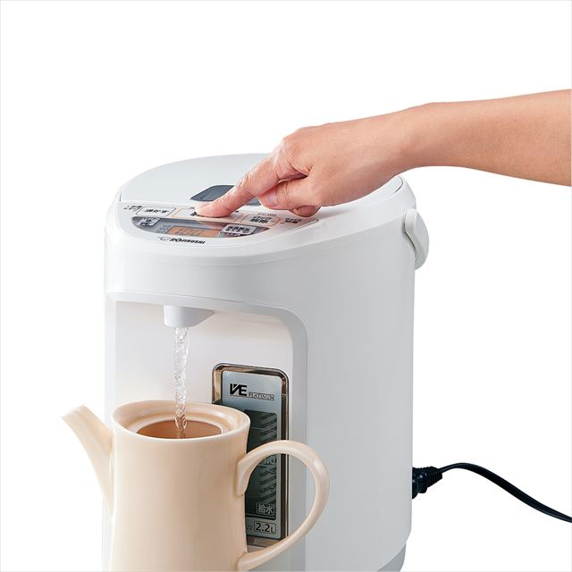 電気で沸かして 「まほうびん保温」 置き場所を選ばない「蒸気レス構造」たっぷり、早く沸く 1300W「ハイスピード沸とう」