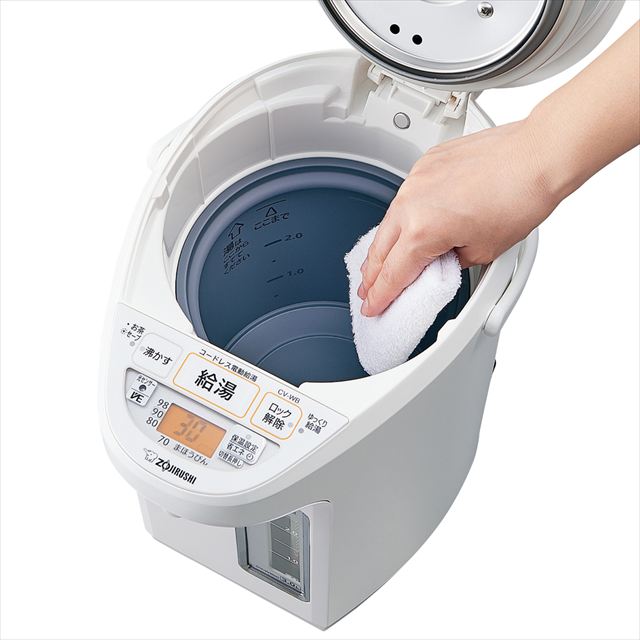 電気で沸かして 「まほうびん保温」 置き場所を選ばない「蒸気レス構造」たっぷり、早く沸く 1300W「ハイスピード沸とう」