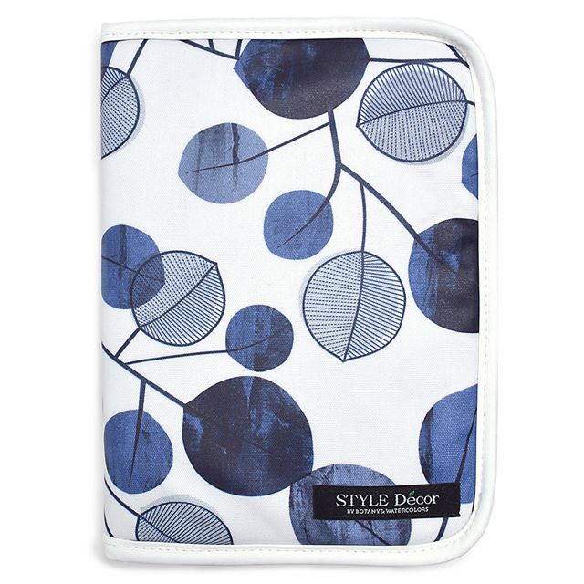 ゆうパケット対応 アウトレット マルチケース 母子手帳ケース ファスナータイプ ネイビーリーフ