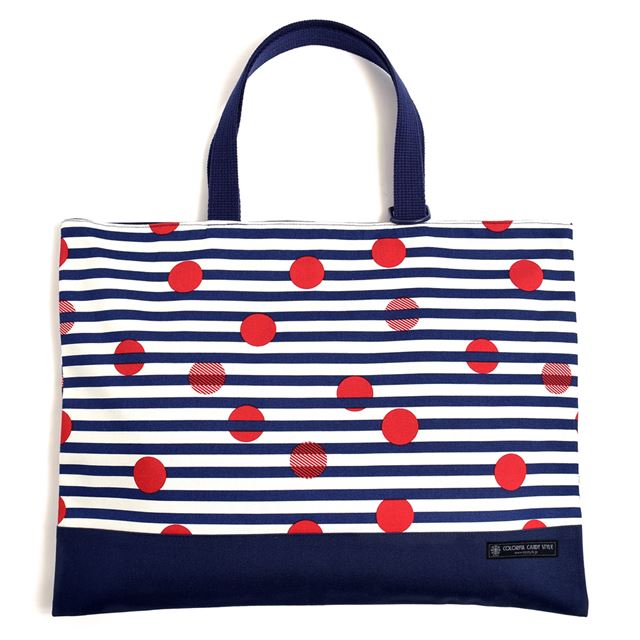 アウトレット レッスンバッグ リバーシブル(ループ付き) マリンドロップス×帆布・紺