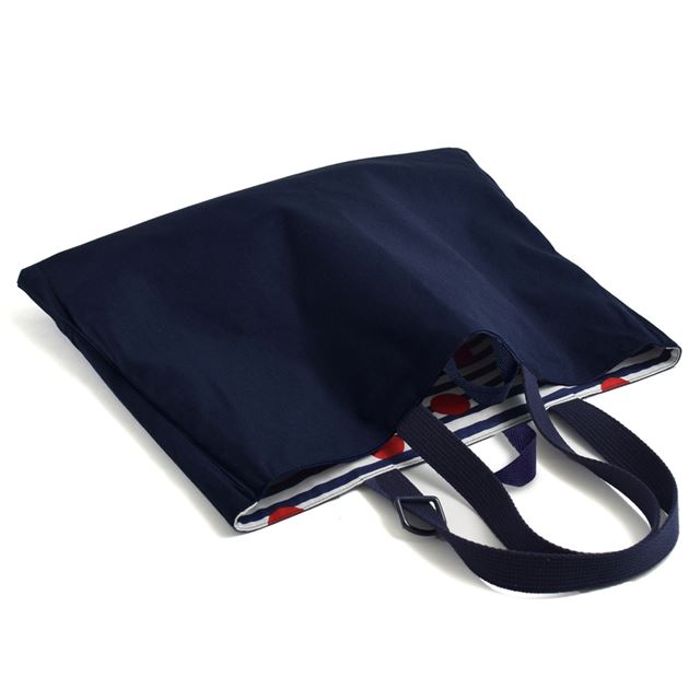 アウトレット レッスンバッグ リバーシブル(ループ付き) マリンドロップス×帆布・紺