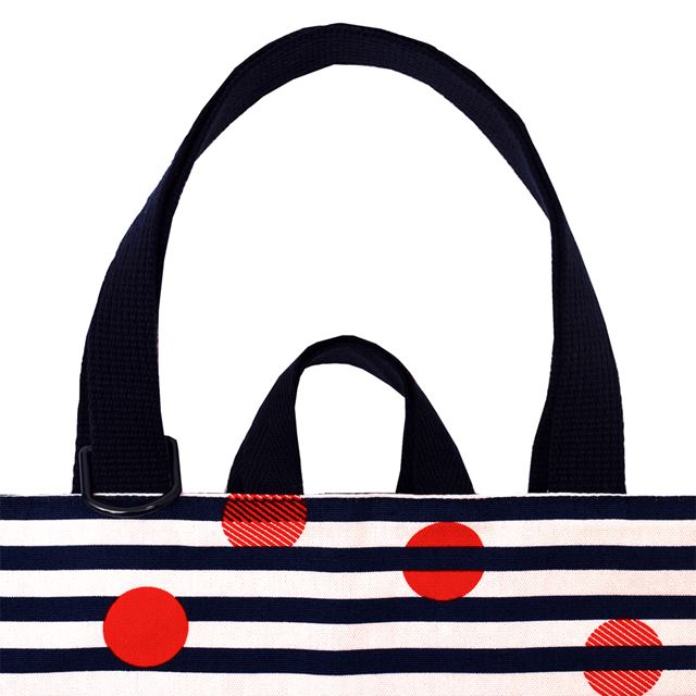 アウトレット レッスンバッグ リバーシブル(ループ付き) マリンドロップス×帆布・紺