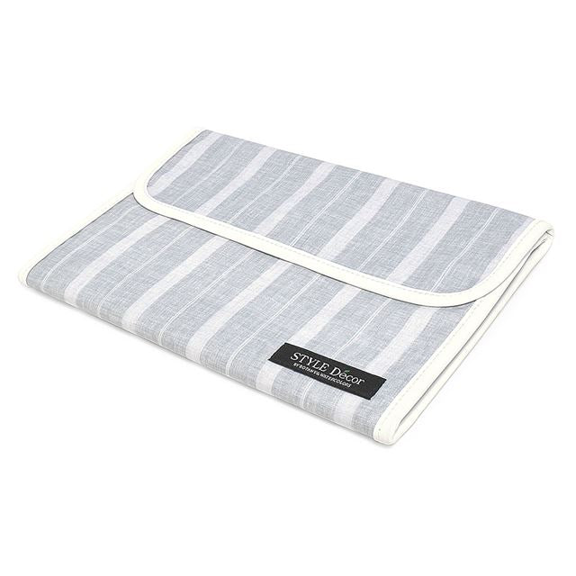 ゆうパケット対応 アウトレット マルチケース 母子手帳ケース ジャバラタイプ ミストグレーストライプ