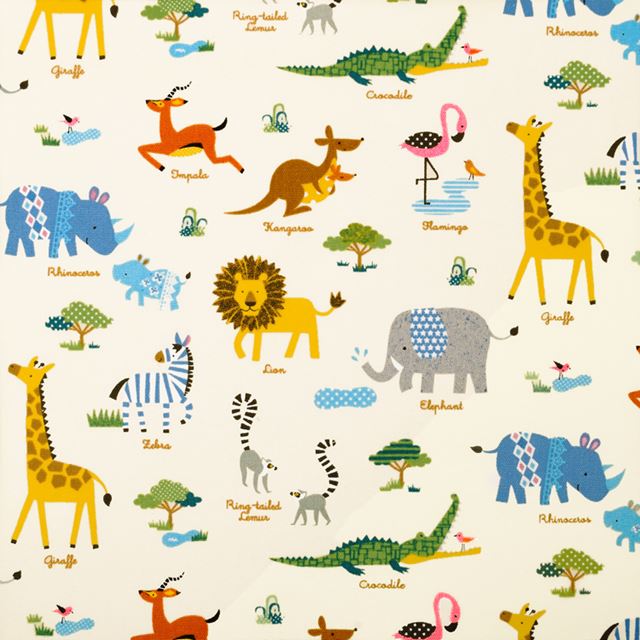 アウトレット レッスンバッグ キルティング(ループ付き) サバンナ横断どうぶつ大行進(生成)