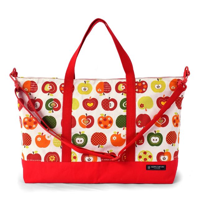 アウトレット レッスンバッグ　マチ付き　おしゃれリンゴのひみつ(アイボリー)