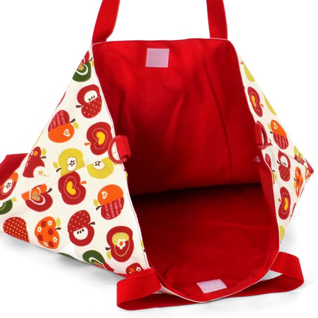 アウトレット レッスンバッグ　マチ付き　おしゃれリンゴのひみつ(アイボリー)