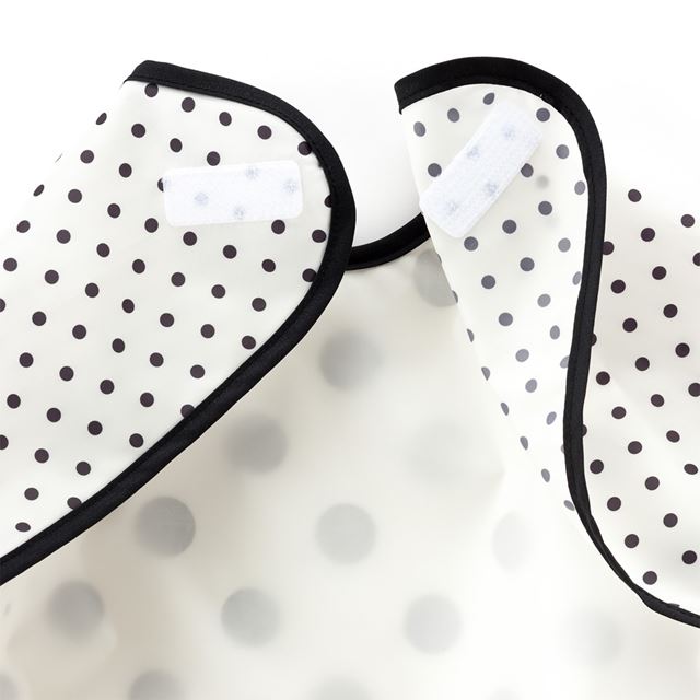 アウトレット お食事エプロン 長袖タイプ polka dot large(broadcloth・white)×白地に黒ドット