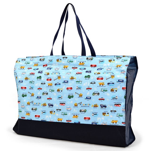 アウトレット お昼寝布団バッグ アクセル全開はたらく車(ライトブルー)