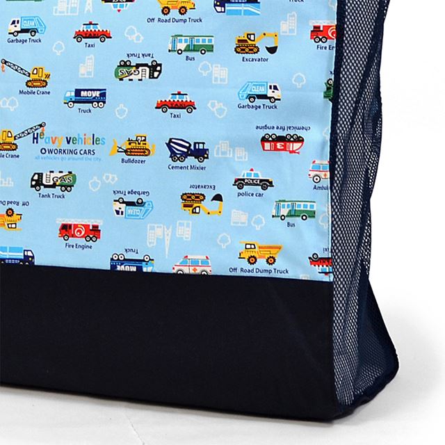 アウトレット お昼寝布団バッグ アクセル全開はたらく車(ライトブルー)