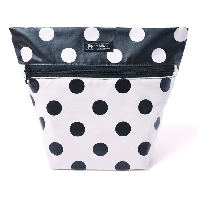 ゆうパケット対応 アウトレット 消臭おむつポーチ ファスナータイプ polka dot large(broadcloth・white)