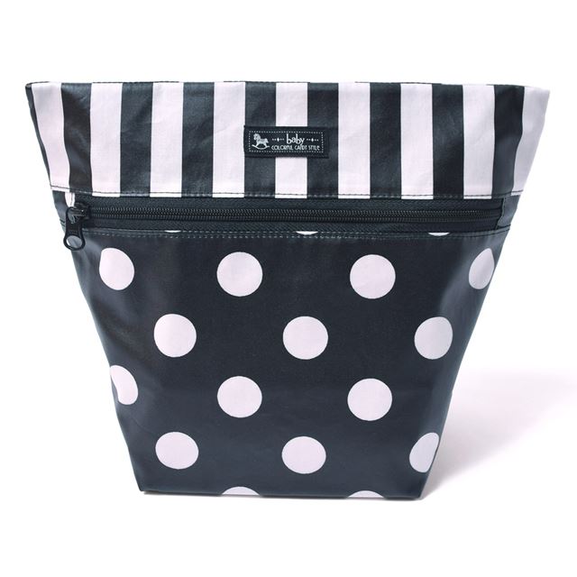 ゆうパケット対応 アウトレット 消臭おむつポーチ ファスナータイプ polka dot large(broadcloth・black)