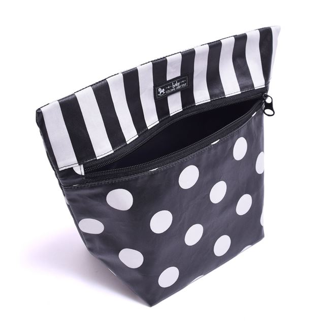 ゆうパケット対応 アウトレット 消臭おむつポーチ ファスナータイプ polka dot large(broadcloth・black)