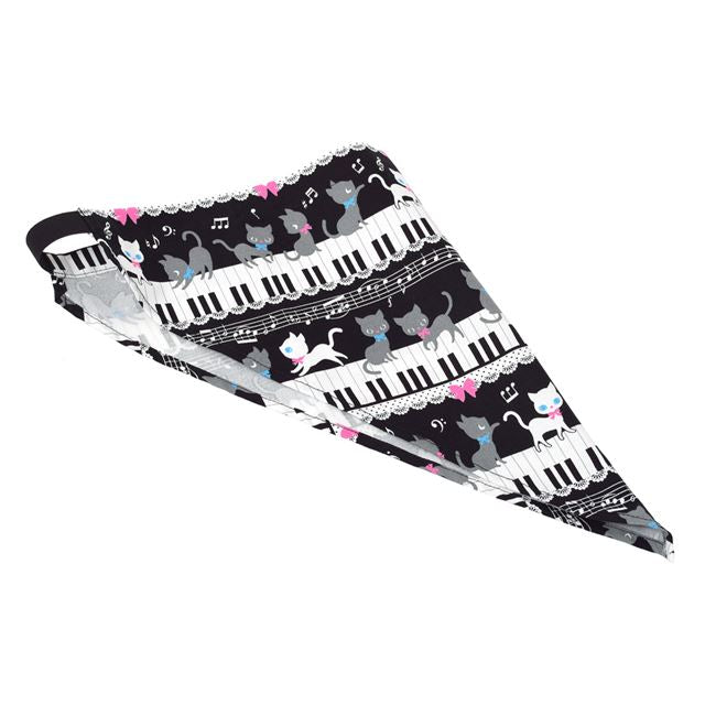 アウトレット 子どもエプロン(130～160cm) ピアノの上で踊る黒猫ワルツ(ブラック)