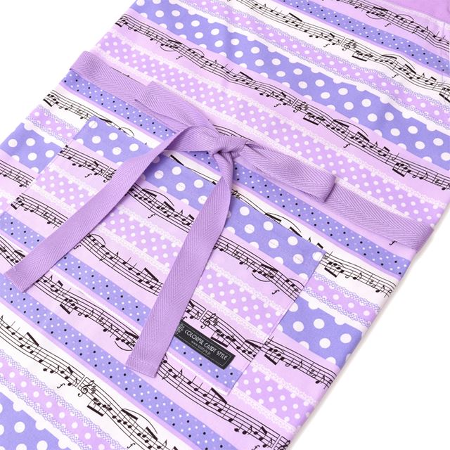 アウトレット 子どもエプロン(130～160cm) 奏でるメロディー弾ける水玉リズム(ラベンダー)