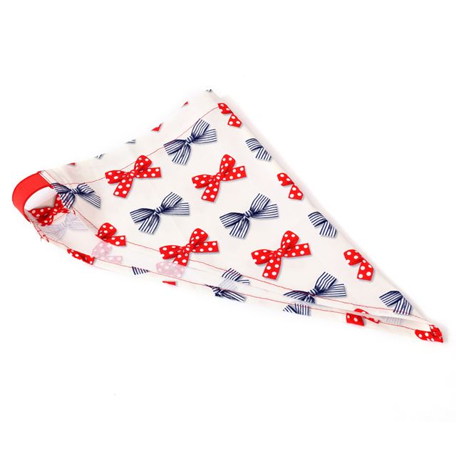 アウトレット 子どもエプロン(100～120cm) ポルカドットとストライプのフレンチリボン(アイボリー)