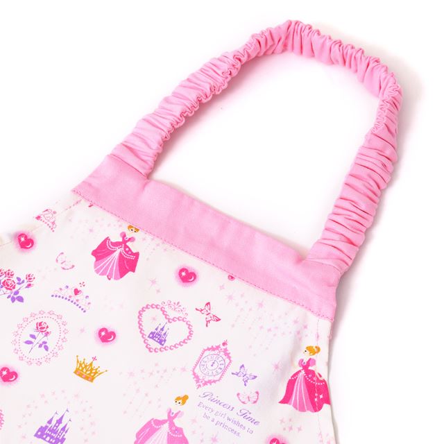 アウトレット 子どもエプロン(100～120cm) プリンセスドレスで彩るパウダールーム(ホワイト)