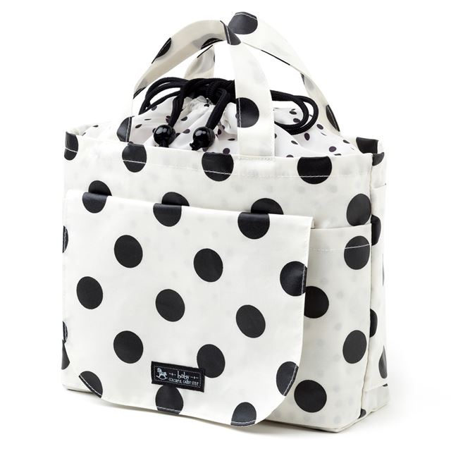 アウトレット おむつポーチ 巾着トートタイプ polka dot large(broadcloth・white)