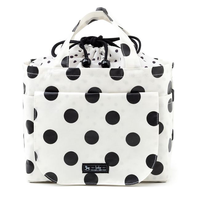 アウトレット おむつポーチ 巾着トートタイプ polka dot large(broadcloth・white)