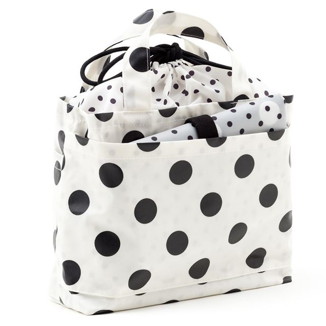 アウトレット おむつポーチ 巾着トートタイプ polka dot large(broadcloth・white)