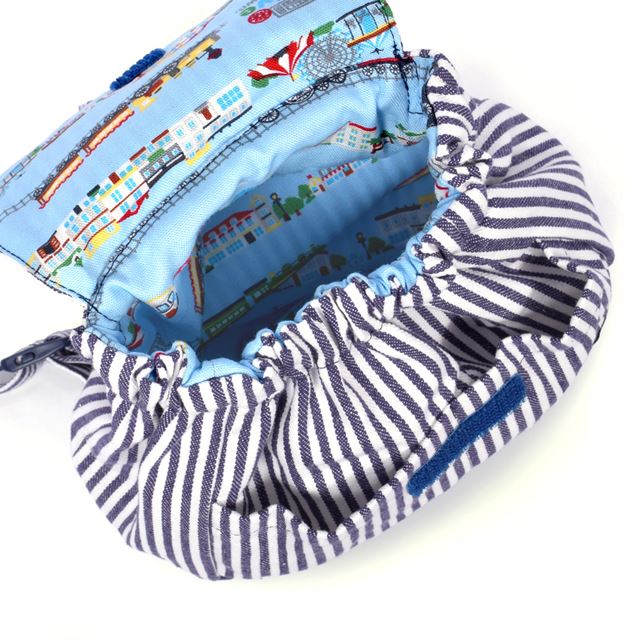 ゆうパケット対応 アウトレット ベビーリュック ヒッコリーストライプ・紺