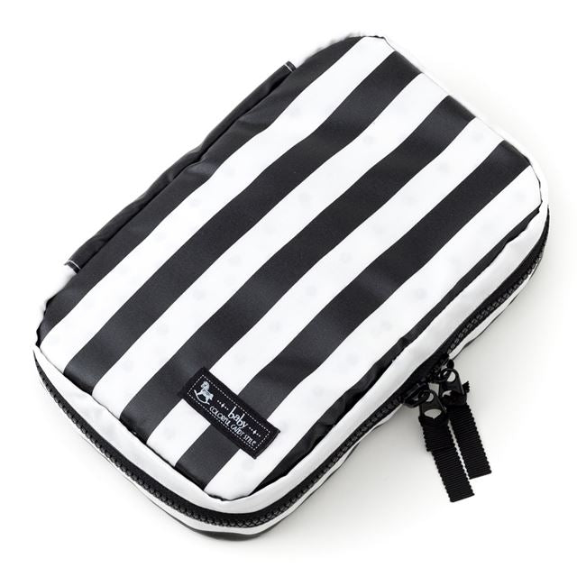 アウトレット お食事セットポーチ wide stripe(broadcloth・black)