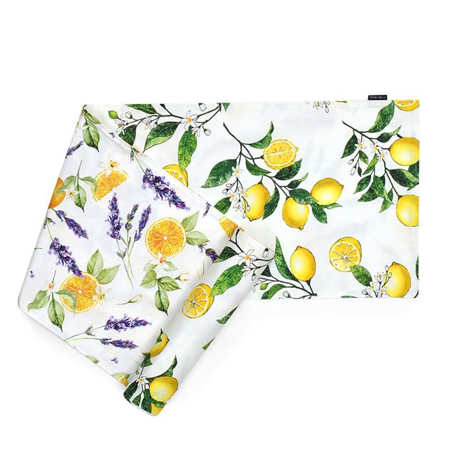 アウトレット テーブルランナー・テーブルセンター (30cm×180cm) リバーシブルタイプ 綿100% シトラスレモン