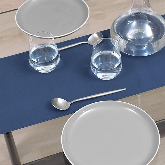 アウトレット テーブルランナー・テーブルセンター (30cm×210cm) リバーシブルタイプ 綿100% 無地オックス・ネイビーブルー