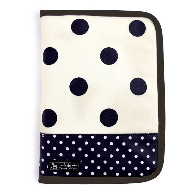 ゆうパケット対応 アウトレット マルチケース/母子手帳ケース ファスナータイプ polka dot large(twill・white)