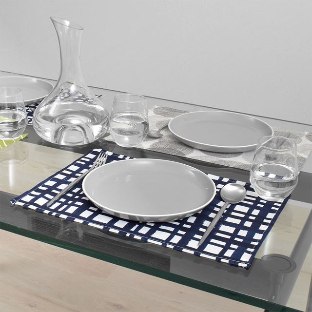 ゆうパケット対応 アウトレット ランチョンマット 2枚セット 綿100％ (30cm×44cm) スタンダードタイプ インディゴチェック