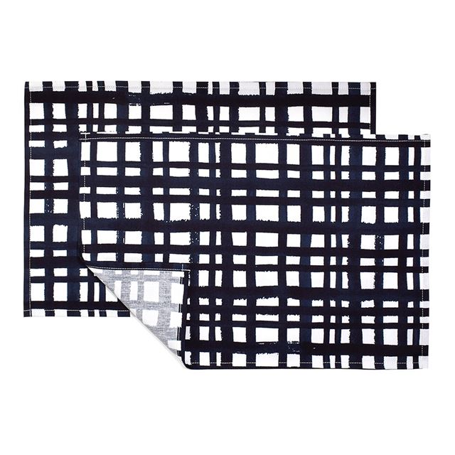 ゆうパケット対応 アウトレット ランチョンマット 2枚セット 綿100％ (30cm×44cm) スタンダードタイプ インディゴチェック