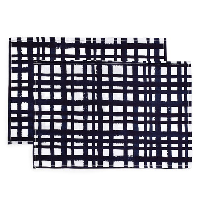 ゆうパケット対応 アウトレット ランチョンマット 2枚セット 綿100％ (30cm×44cm) スタンダードタイプ インディゴチェック