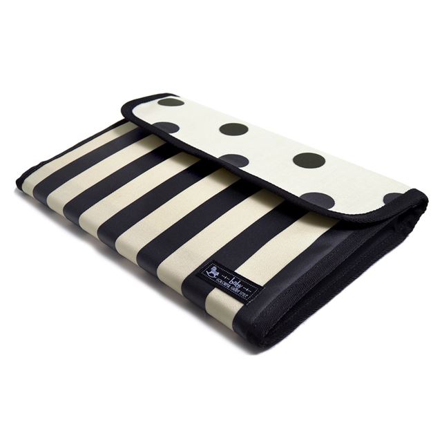 ゆうパケット対応 アウトレット マルチケース/母子手帳ケース ジャバラタイプ wide stripe(twill・black)
