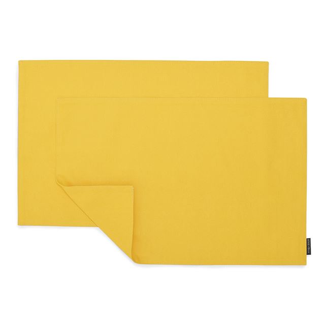 ゆうパケット対応 アウトレット ランチョンマット 2枚セット 綿100％(30cm×45cm) リバーシブルタイプ 無地オックス・シトロンイエロー