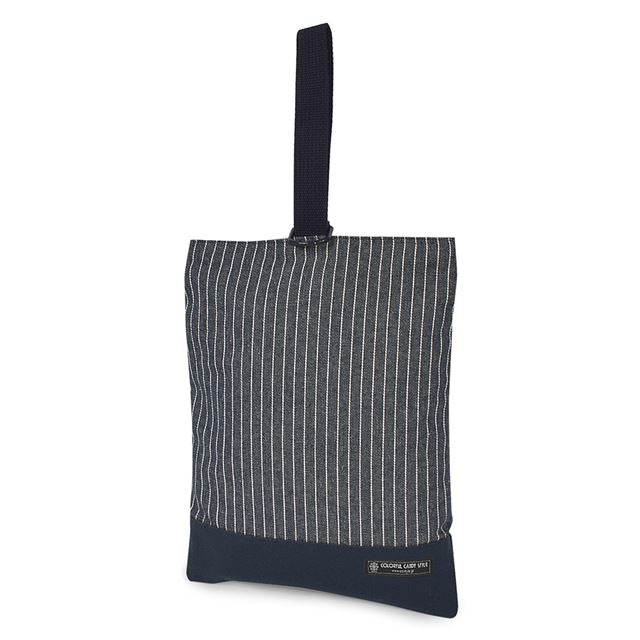 アウトレット シューズケース リバーシブル ピンストライプ・インディゴ
