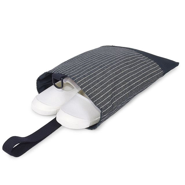 アウトレット シューズケース リバーシブル ピンストライプ・インディゴ