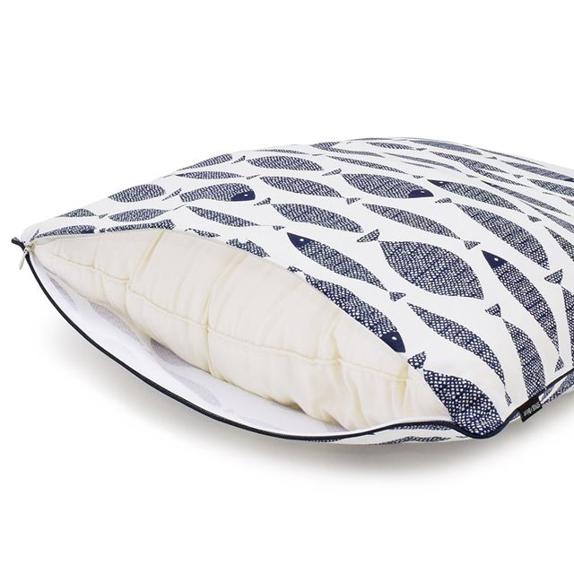 アウトレット 座布団カバー (55cm×59cm) 2枚セット ブルーフィッシュ