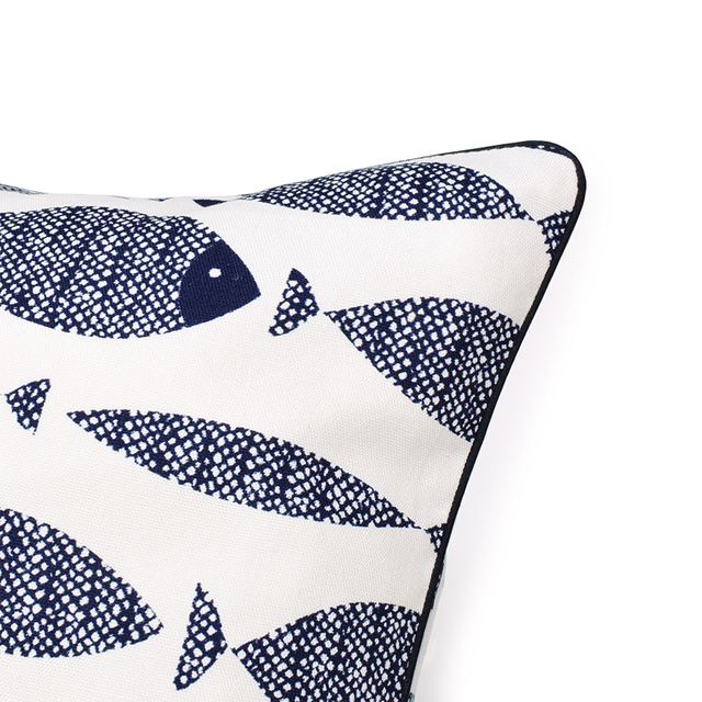 アウトレット 座布団カバー (55cm×59cm) 2枚セット ブルーフィッシュ