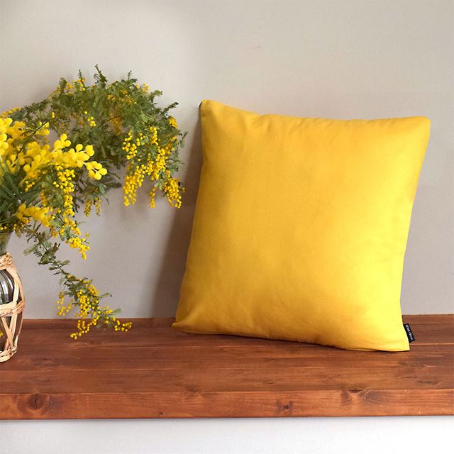 アウトレット クッションカバー 2枚セット 綿100％ (45cm×45cm) スタンダードタイプ 無地オックス・シトロンイエロー