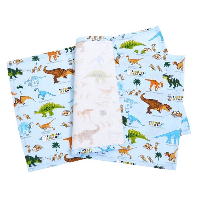 アウトレット ランチョンマット(25cm×35cm) 2枚セット 発見!探検!恐竜大陸(ライトブルー)