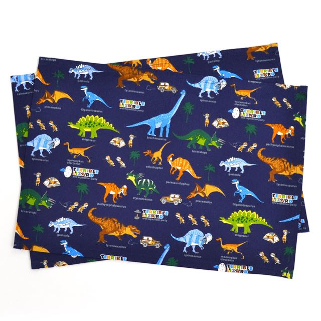 アウトレット ランチョンマット(25cm×35cm) 2枚セット 発見!探検!恐竜大陸(ネイビー)