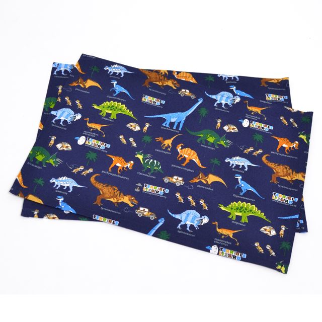 アウトレット ランチョンマット(25cm×35cm) 2枚セット 発見!探検!恐竜大陸(ネイビー)