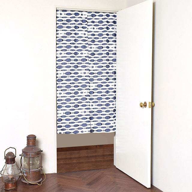 アウトレット 間仕切りカーテン・のれん (86cm×150cm)  ブルーフィッシュ