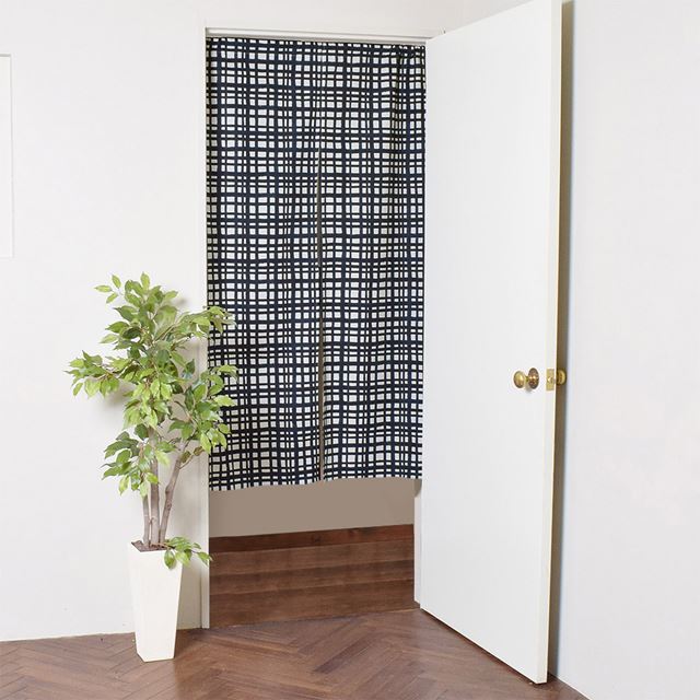 アウトレット 間仕切りカーテン・のれん (86cm×150cm)  インディゴチェック